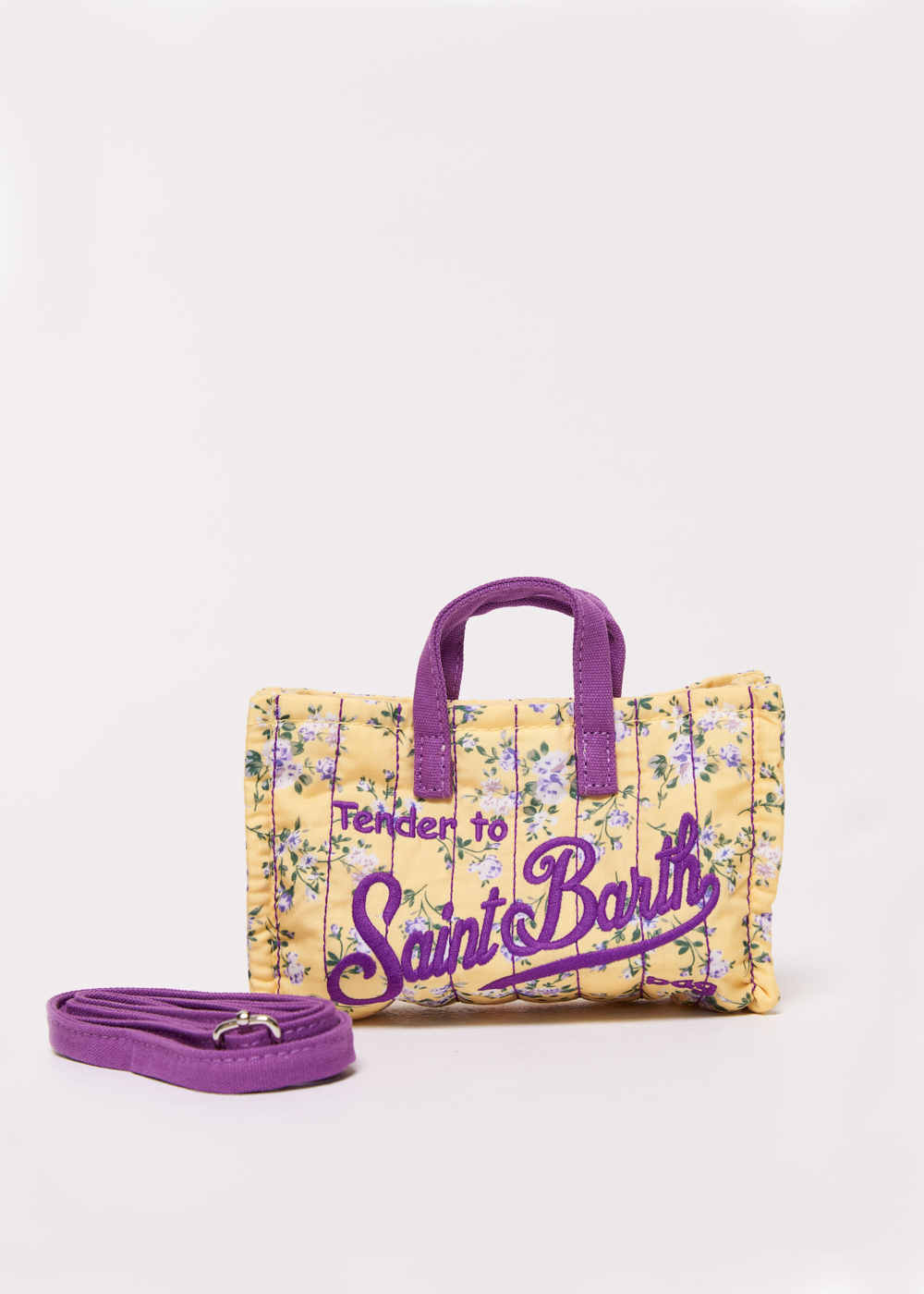 MC2 Saint Barth Phone bag на застежке магните из хлопка канвас с цветочным рисунком