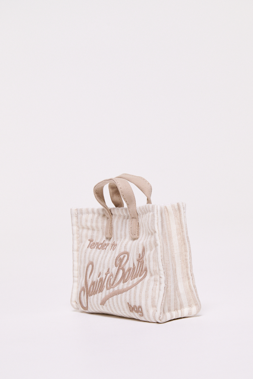 MC2 Saint Barth Phone bag на застежке магните изо льна с рисунком в полоску