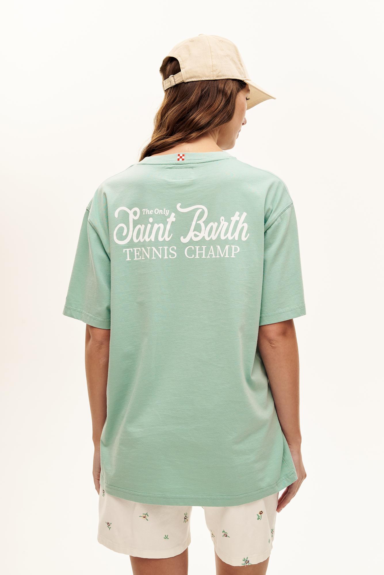 MC2 SAINT BARTH Футболка из хлопка оттенка аквамарин Tennis Club