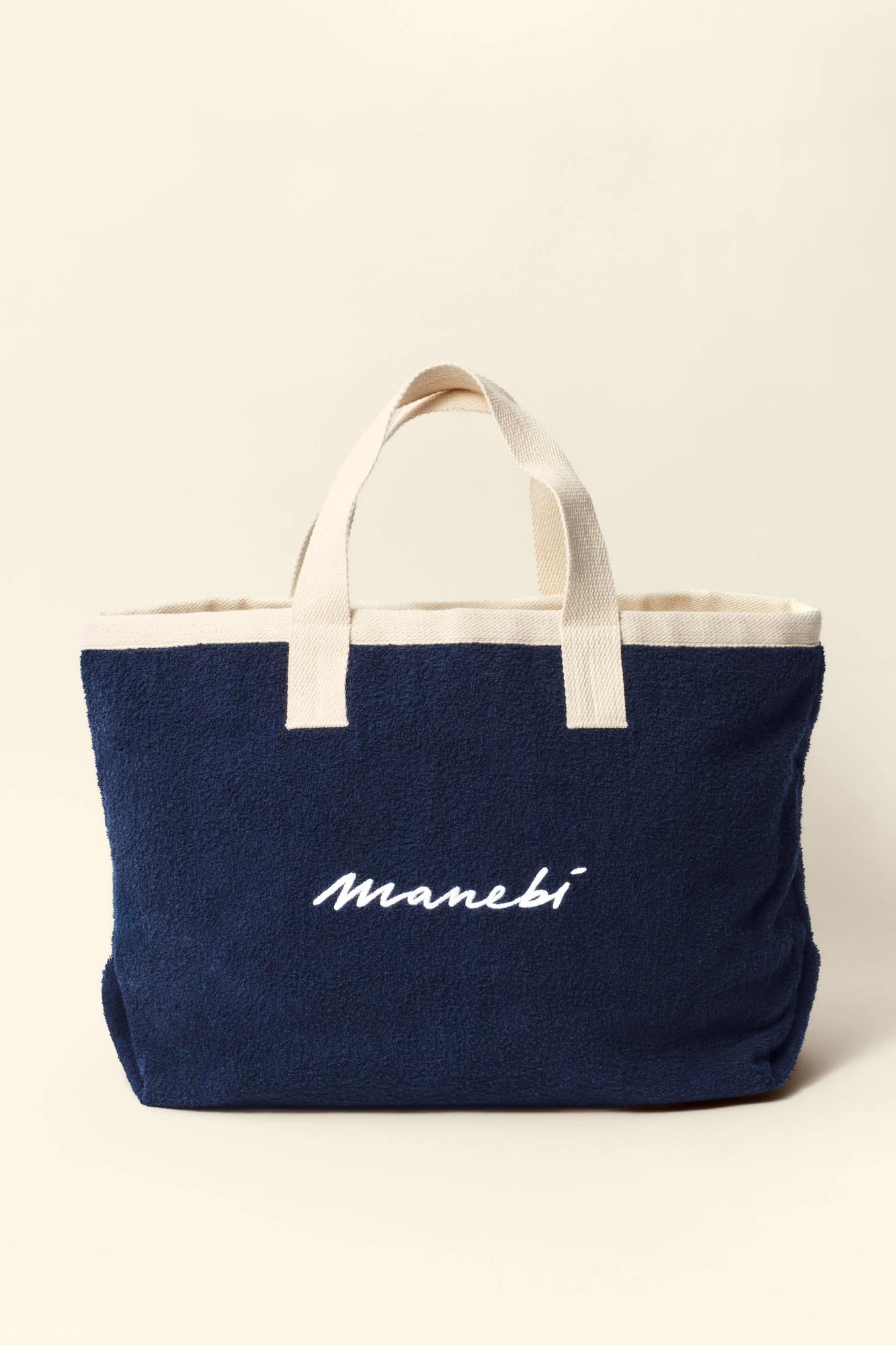 MANEBI  Сумка-тоут из махрового хлопка оттенка navy blue