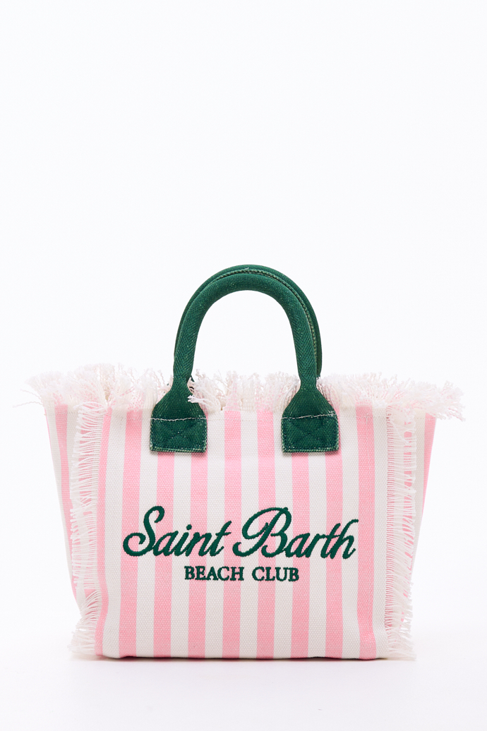 MC2 Saint Barth Сумка COLETTE из хлопка канвас с рисунком в полоску и вышивкой в винтажном стиле