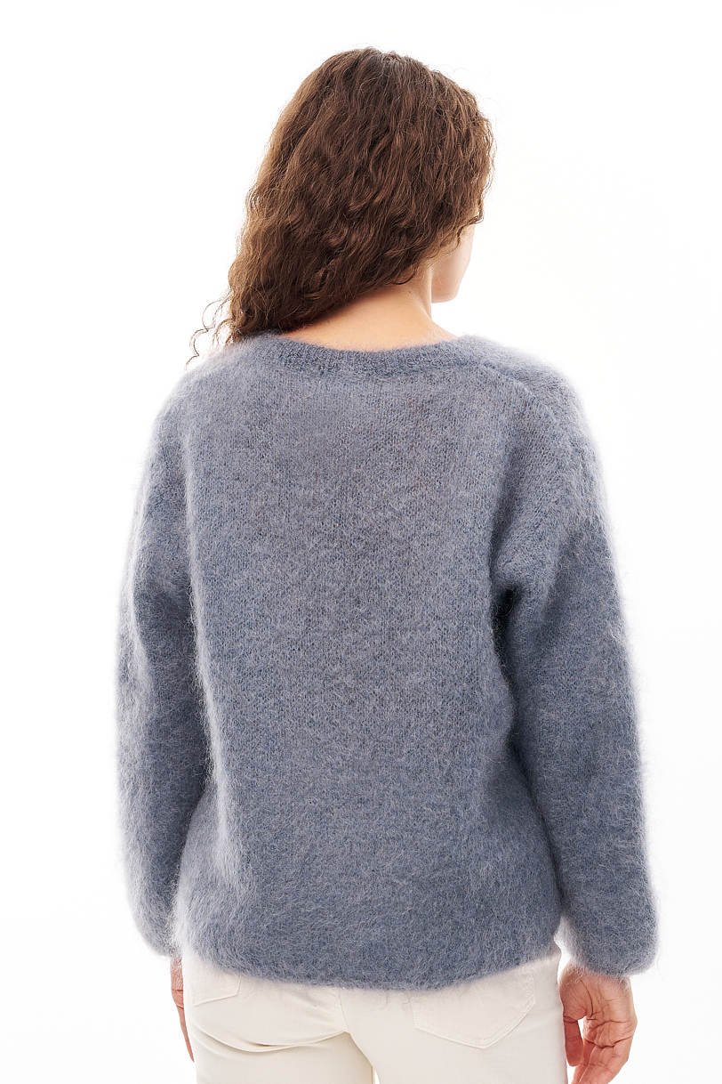 OTTOD'AME  Пуловер свободного кроя из мохера сизо-голубого оттенка