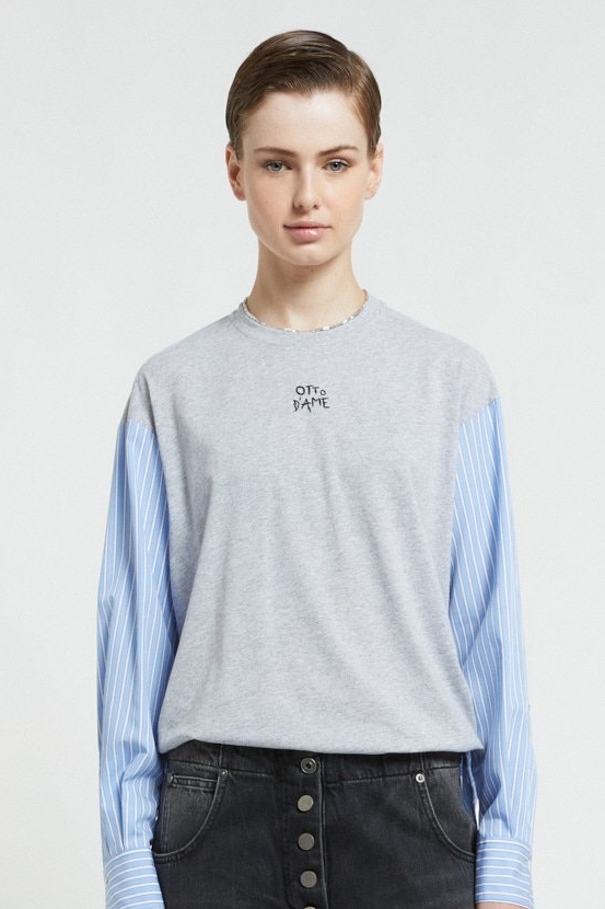 OTTOD'AME Свитшот комбинированный с имитацией рубашки
