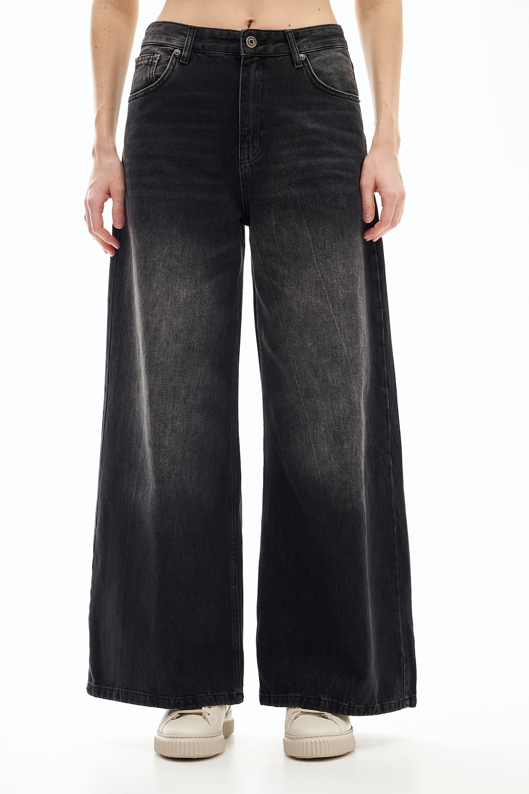 OTTOD'AME  Джинсы широкого кроя из денима оттенка графит