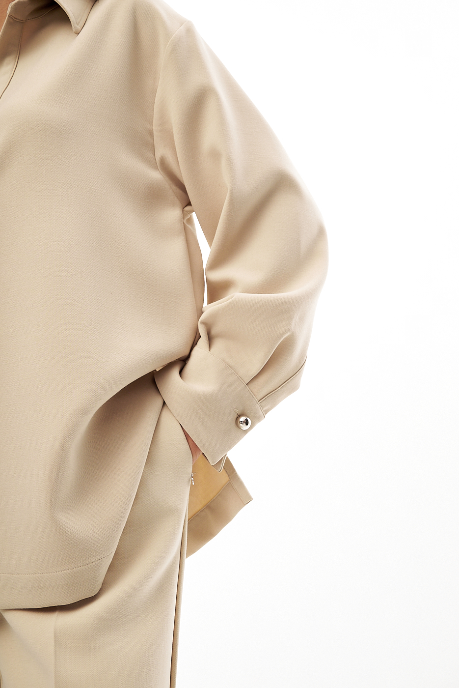 OTTOD'AME  Рубашка-поло свободного кроя в оттенке бисквит