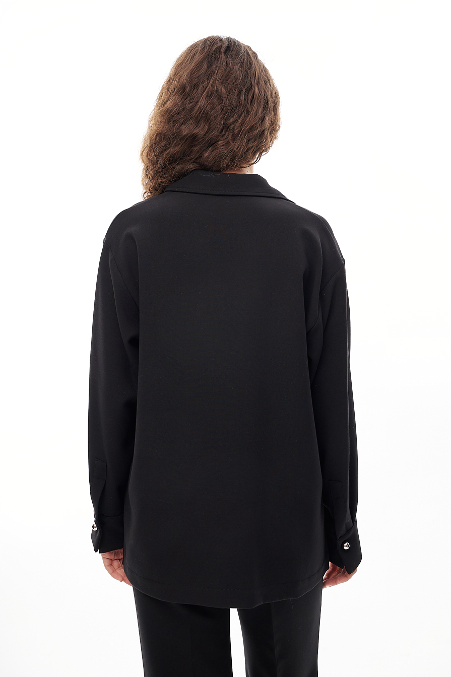 OTTOD'AME  Рубашка-поло свободного кроя в черном цвете