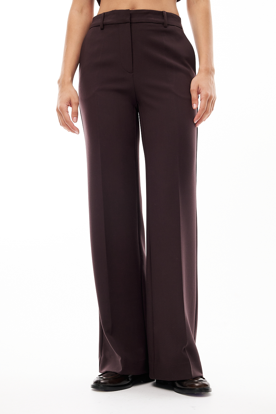OTTOD'AME  Брюки VALERIA прямого кроя в оттенке горького шоколада