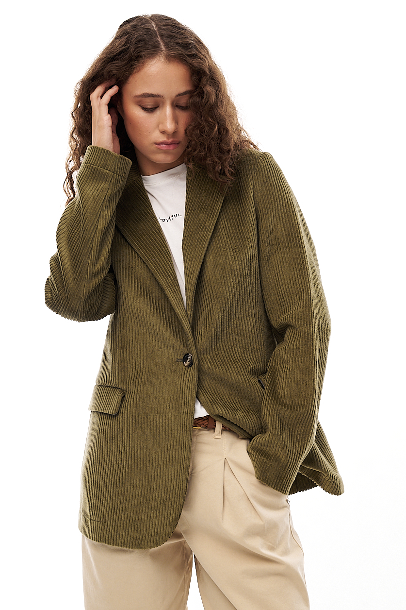 OTTOD'AME Жакет из фактурного вельвета оттенка лесной хвои