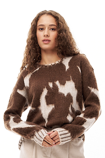 OTTOD'AME  Свитер из мохера с крупным абстрактным принтом
