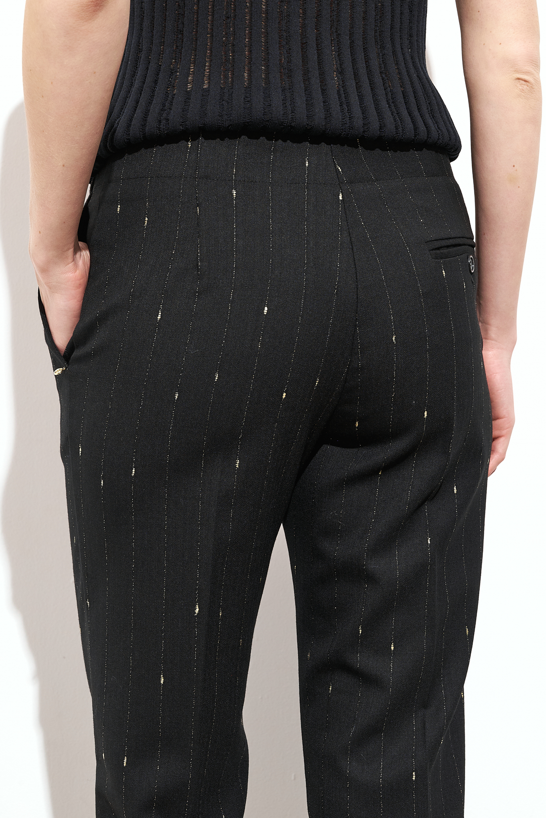 OTTOD'AME  Брюки прямого кроя из костюмной шерсти с полоской из нити люрекс