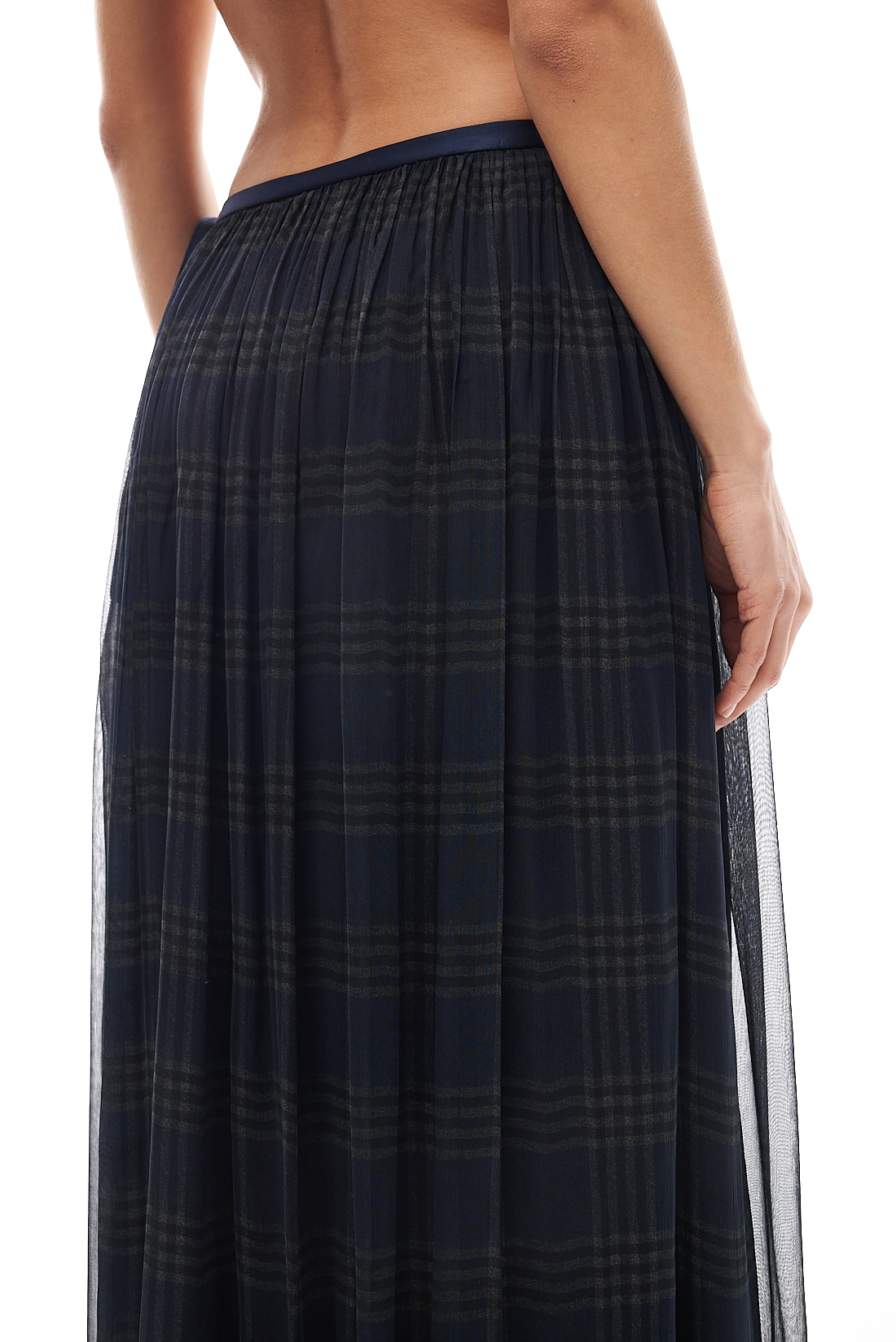 OTTOD'AME  Юбка двойная из  воздушного шифона с рисунком в английскую клетку