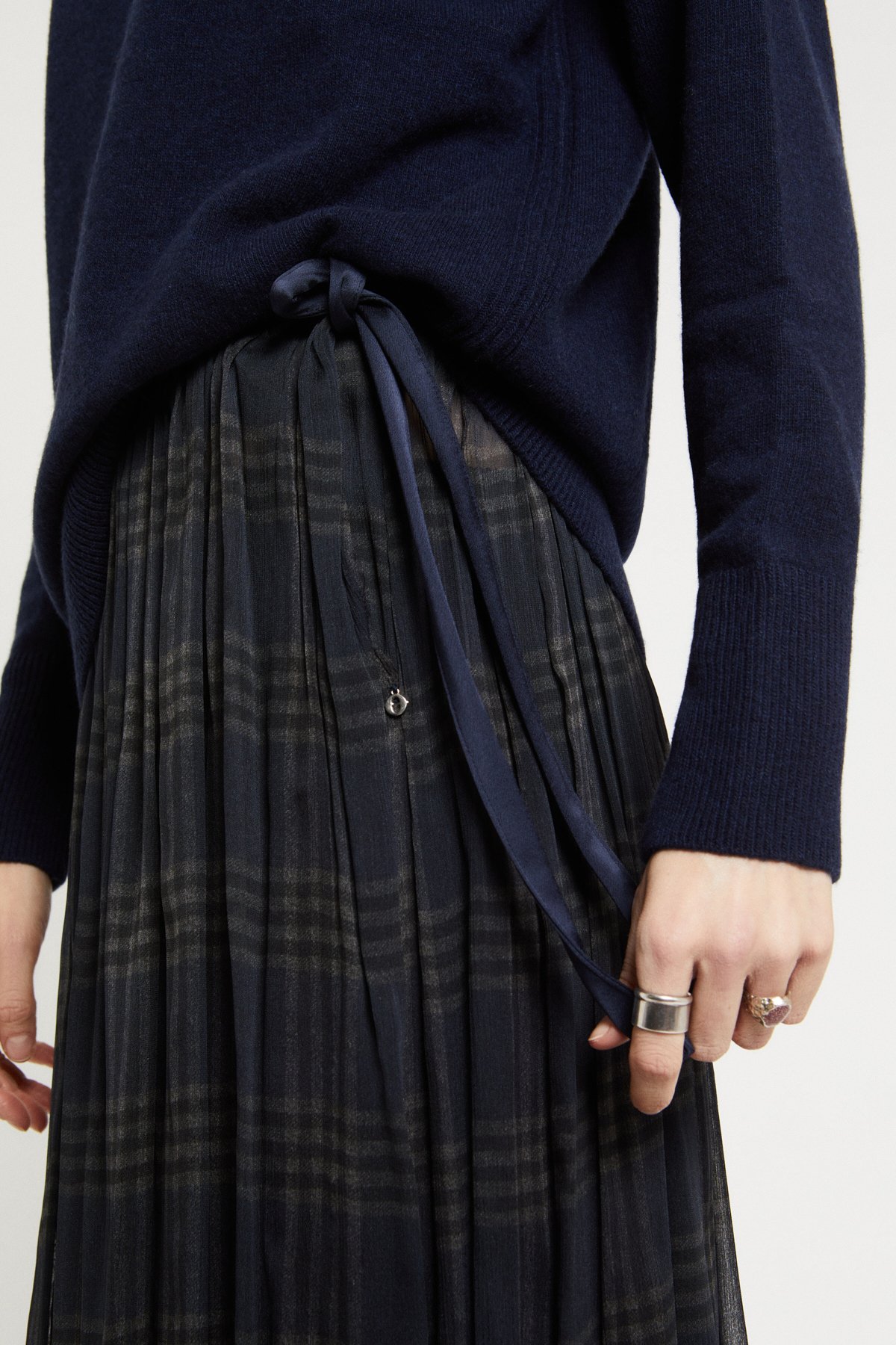 OTTOD'AME  Юбка двойная из  воздушного шифона с рисунком в английскую клетку