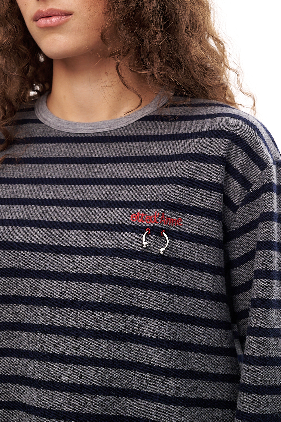 OTTOD'AME  Свитшот тельняшка из бленда хлопка с шерстью в стиле гранж