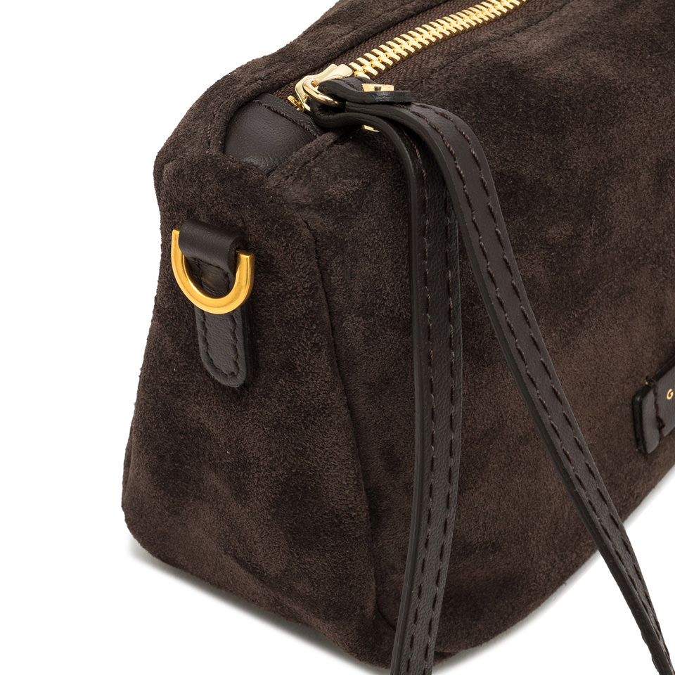 GIANNI CHIARINI Пауч NORA из бархатистой замши оттенка шоколада