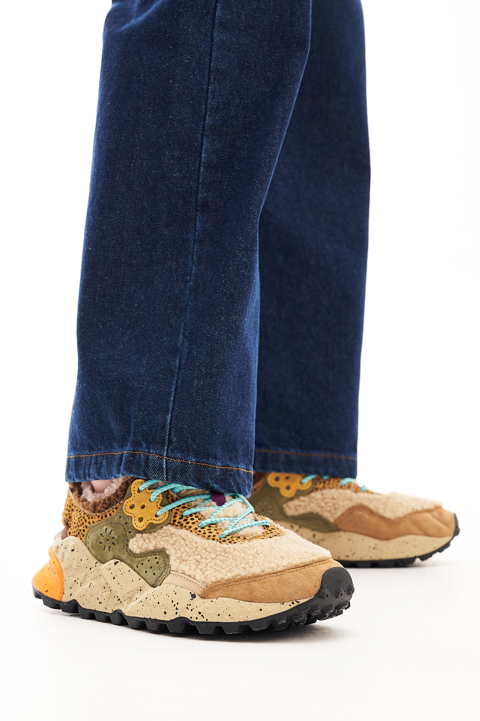 FLOWER MOUNTAIN Кроссовки треккинговые KOTETSU из комбинированной замши и шерсти овчины teddy