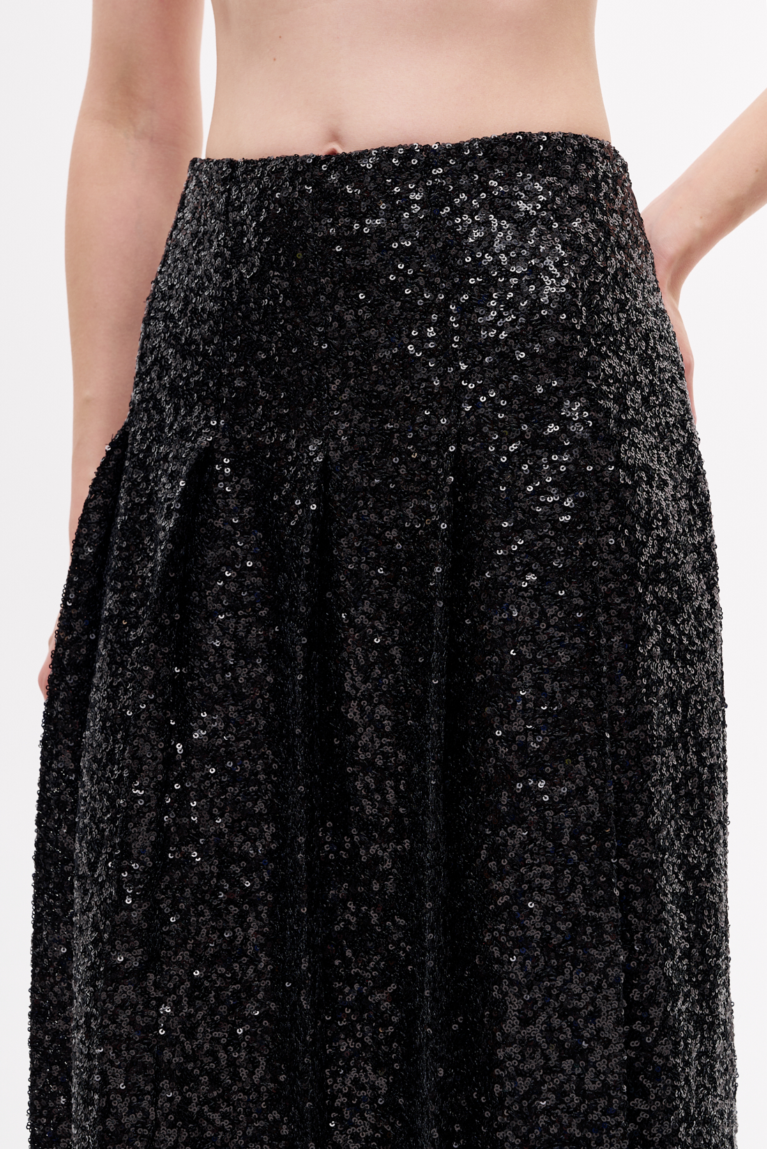 OTTOD'AME  Юбка с прямыми складами из струящихся мини пайеток