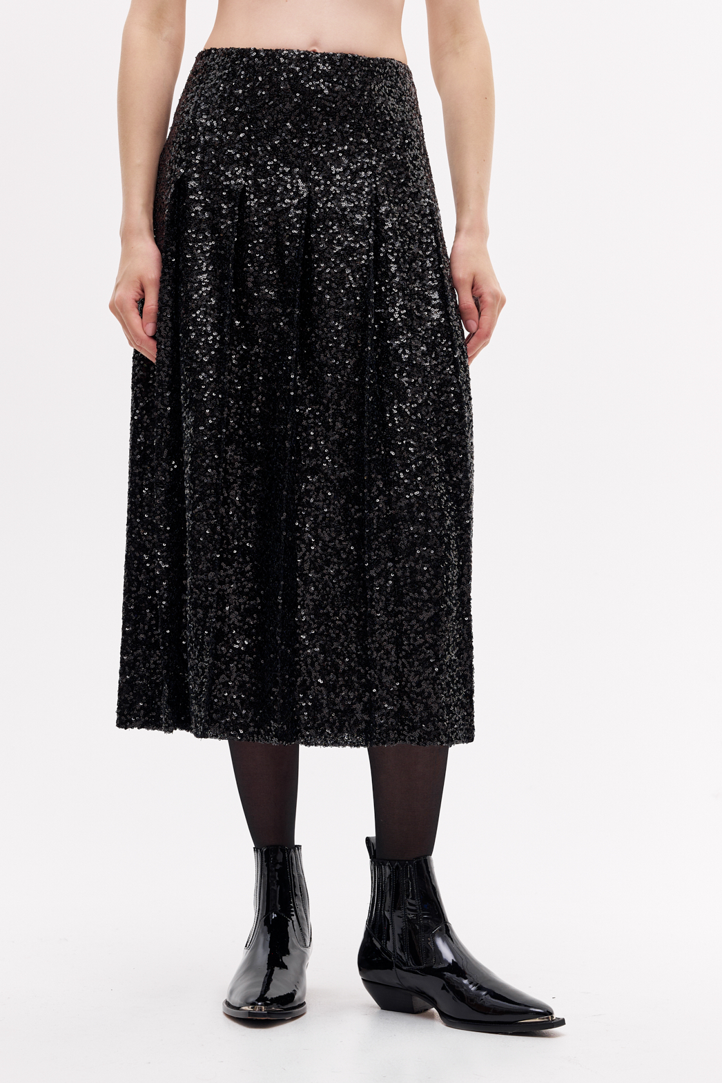 OTTOD'AME  Юбка с прямыми складами из струящихся мини пайеток