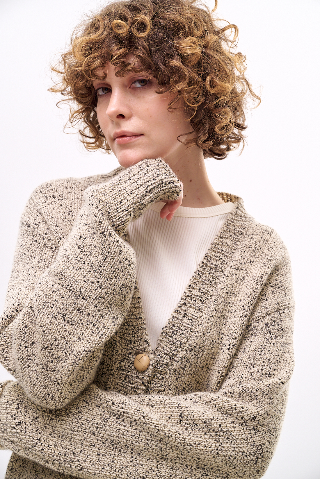 TELA Кардиган из фактурной шерсти букле меланж