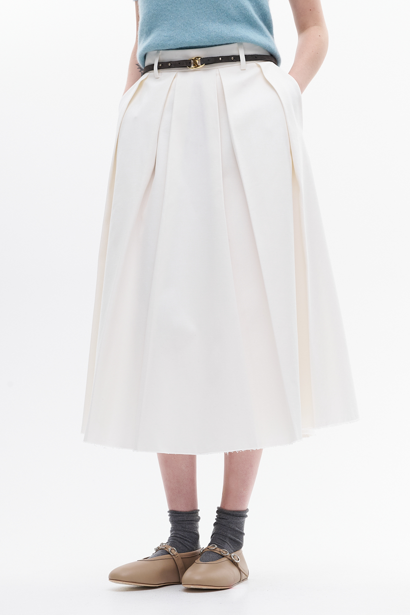 TELA Юбка с прямыми складами из габардина оттенка экрю