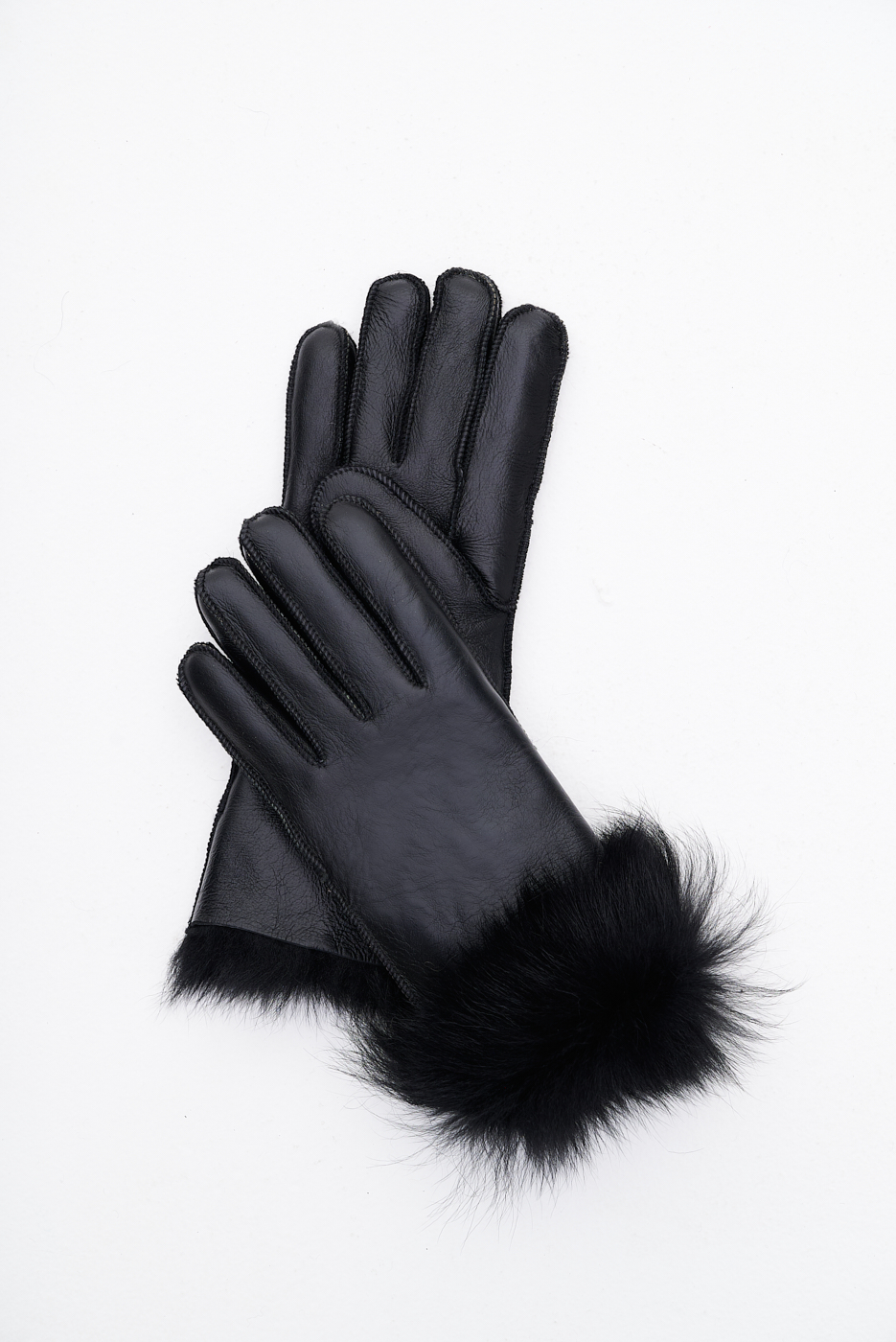 MAESTRO TOSCANO Перчатки из дубленой тосканской овчины с пушистым ворсом черные