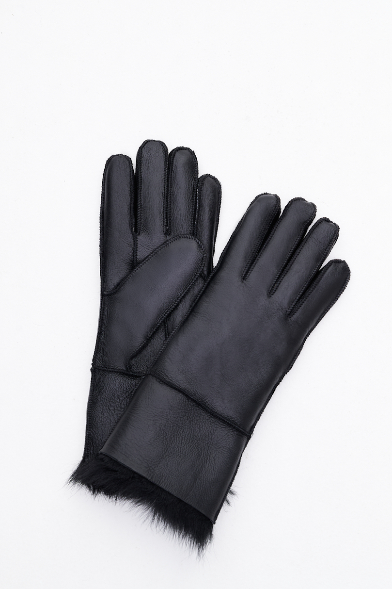 MAESTRO TOSCANO Перчатки из дубленой тосканской овчины с пушистым ворсом черные