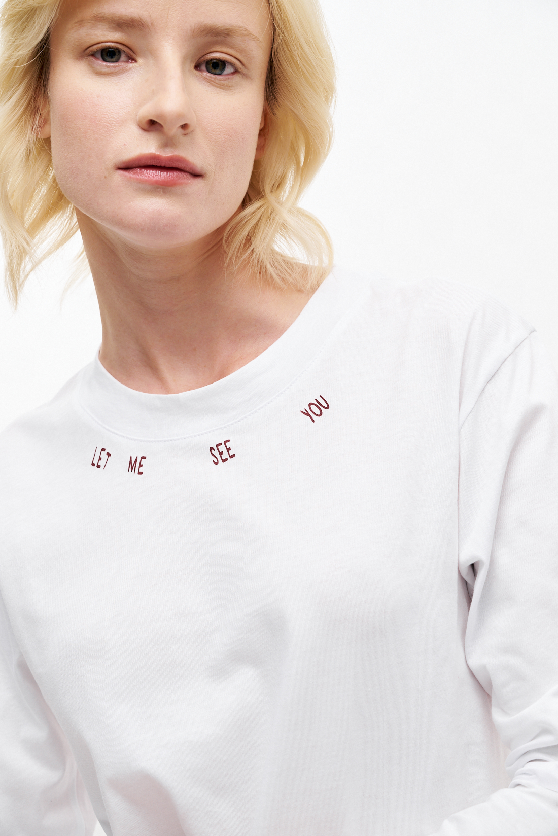 MERCÍ Лонгслив из  органического хлопка с принтом  ‘let me see you’