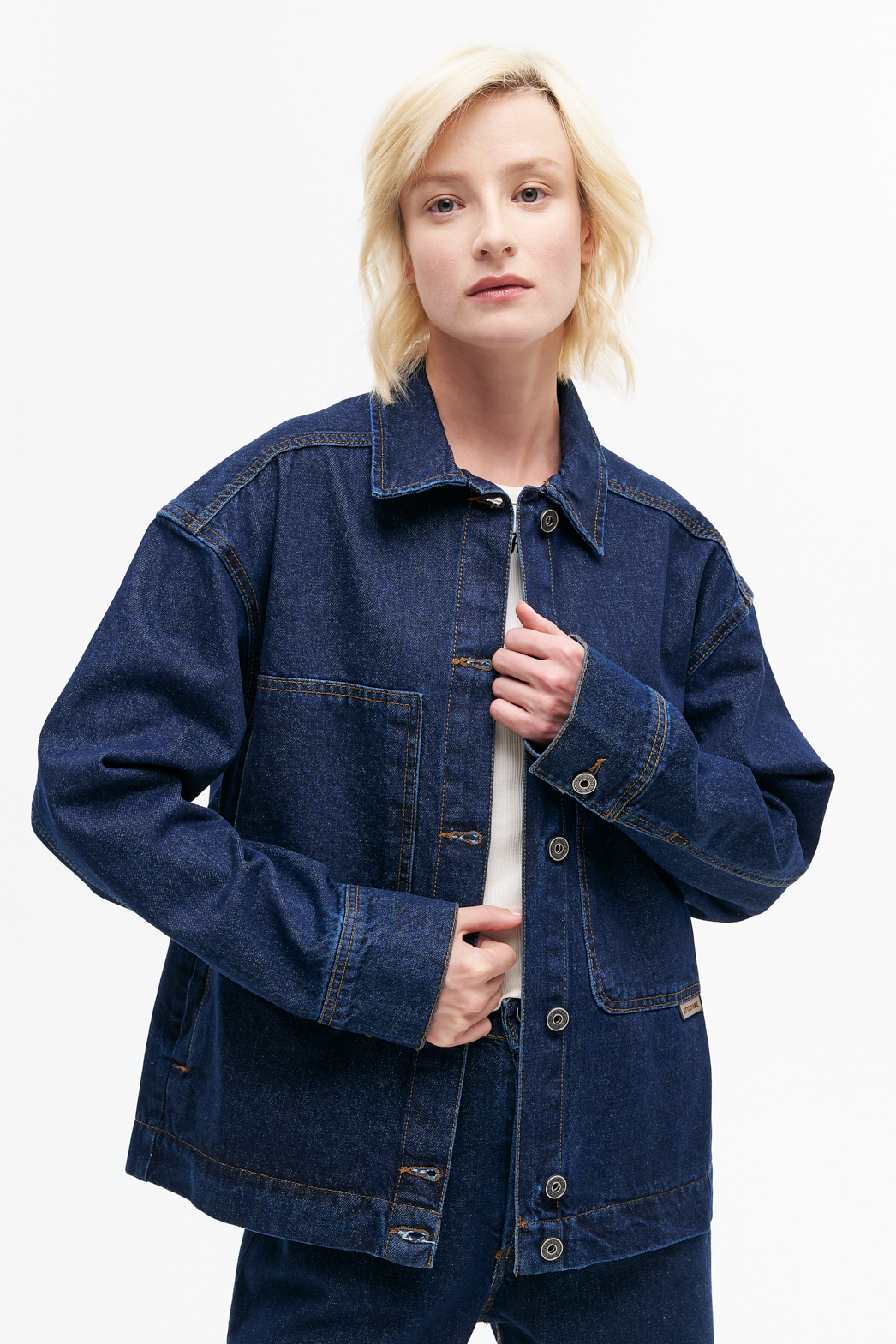 OTTOD'AME  Джинсовая рубашка прямого кроя оттенка индиго