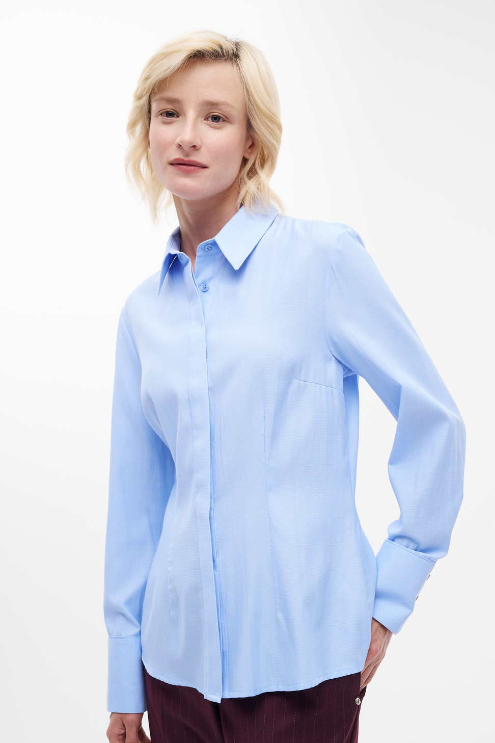 MEME ROAD Рубашка навыпуск из голубого хлопка-пике