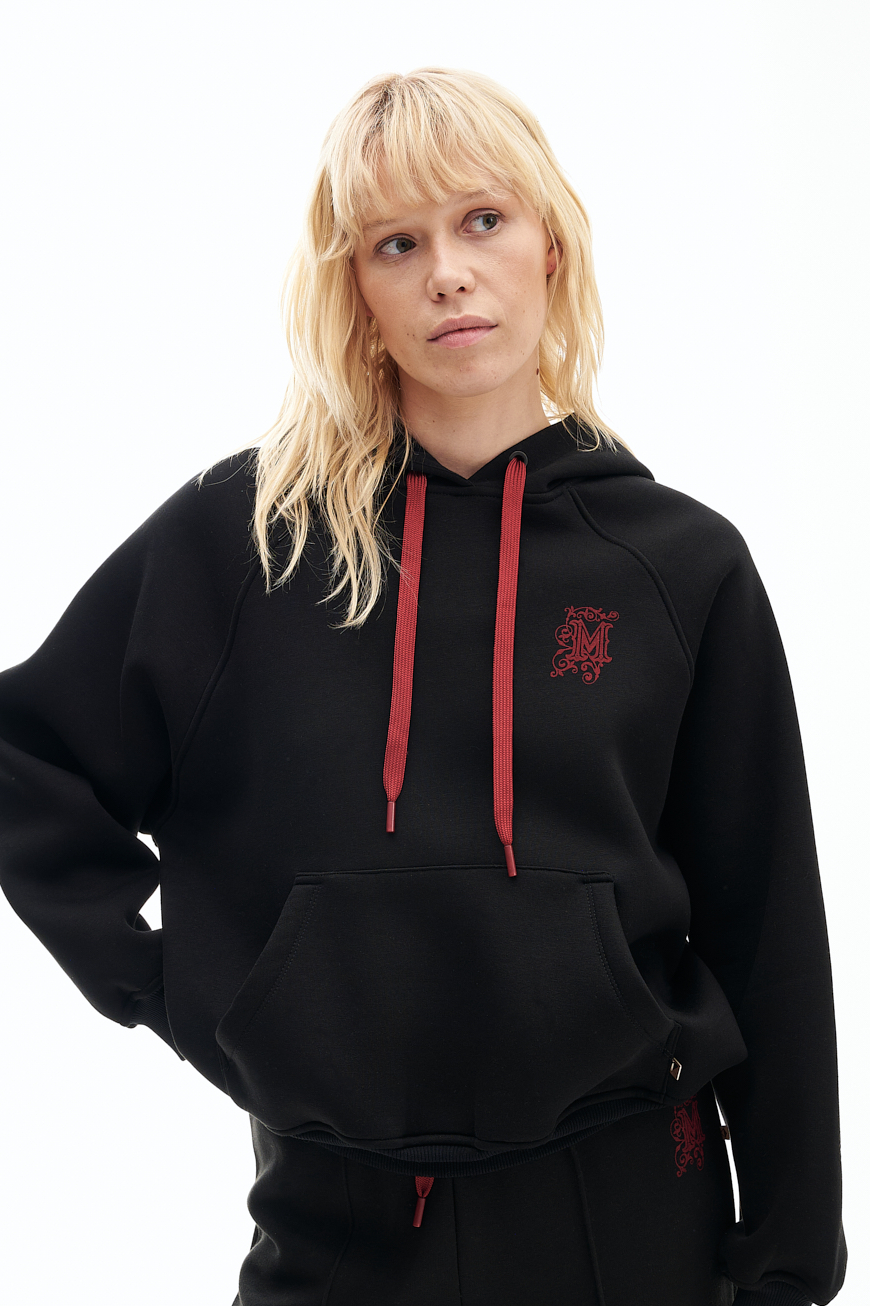 MEME ROAD Свитшот из утепленного футера черного цвета