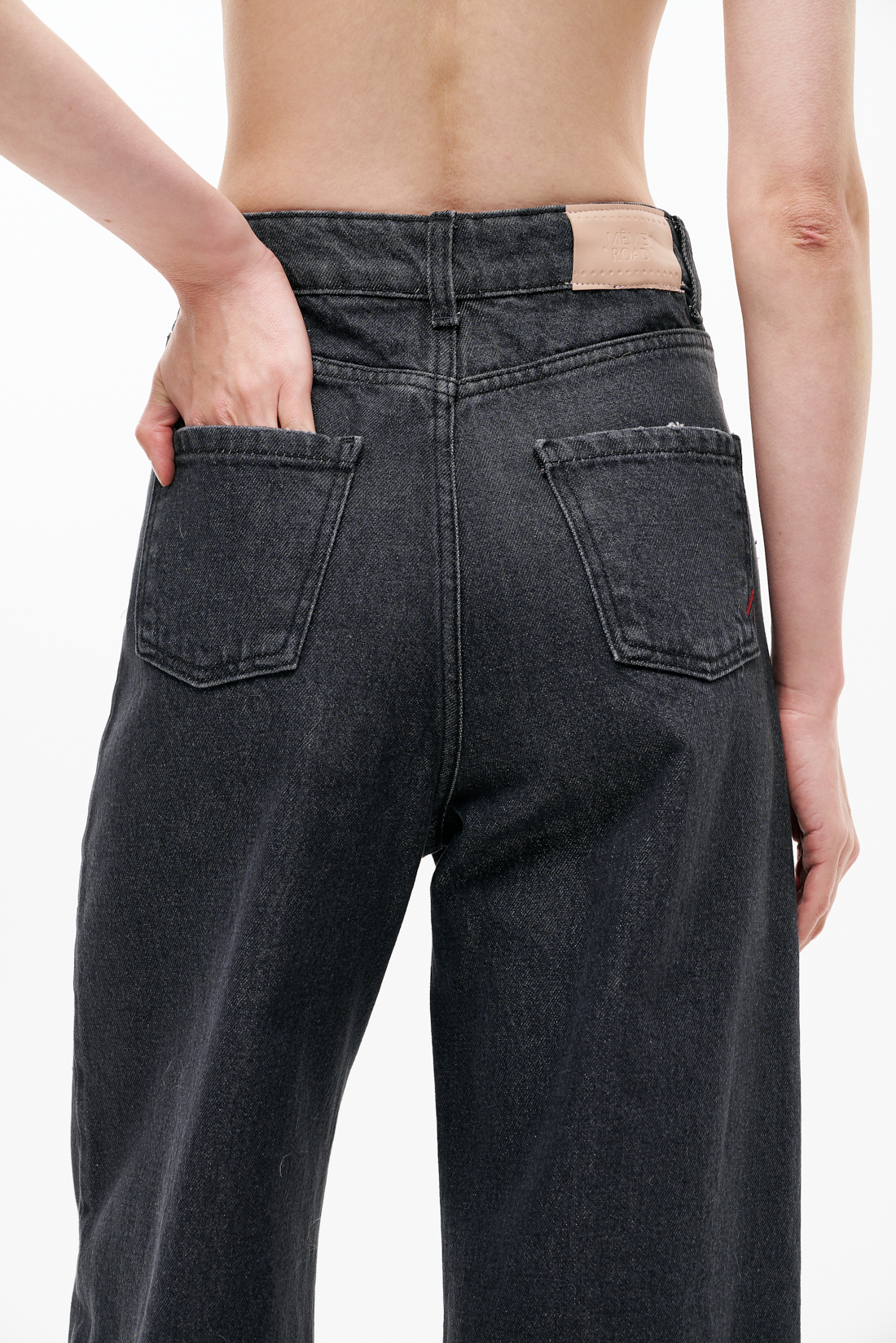 MEME ROAD Джинсы-трубы прямого кроя оттенка антрацит