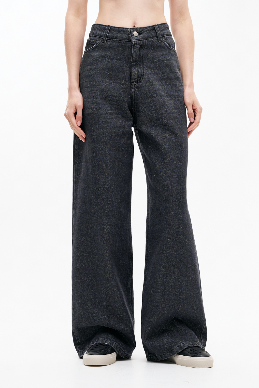 MEME ROAD Джинсы-трубы прямого кроя оттенка антрацит