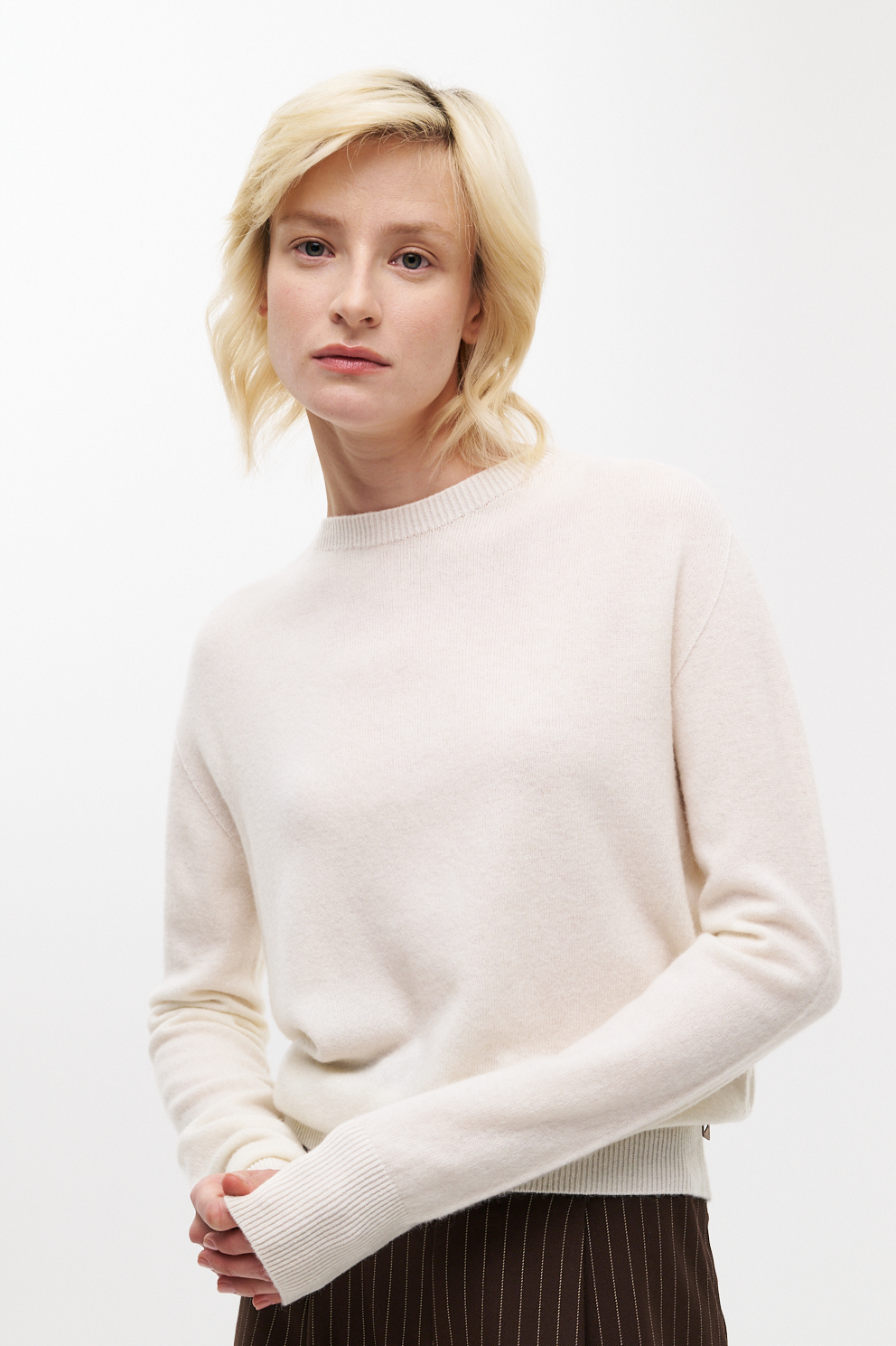 MEME ROAD Пуловер из нежной шерсти молочного оттенка