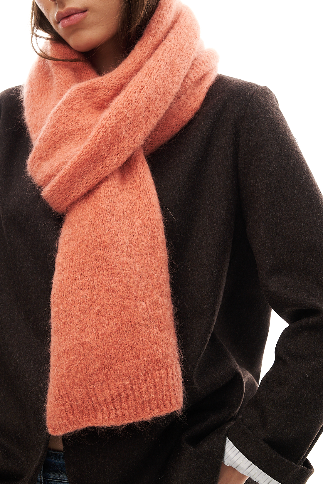 MEME ROAD Шарф из воздушного мохера морковного оттенка