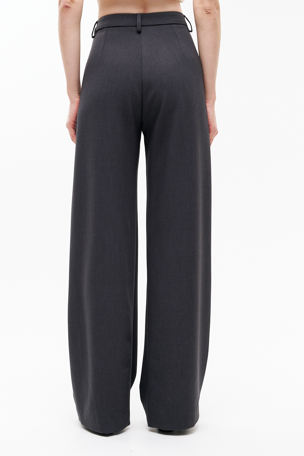 MEME ROAD Брюки прямого кроя из костюмной ткани оттенка антрацит