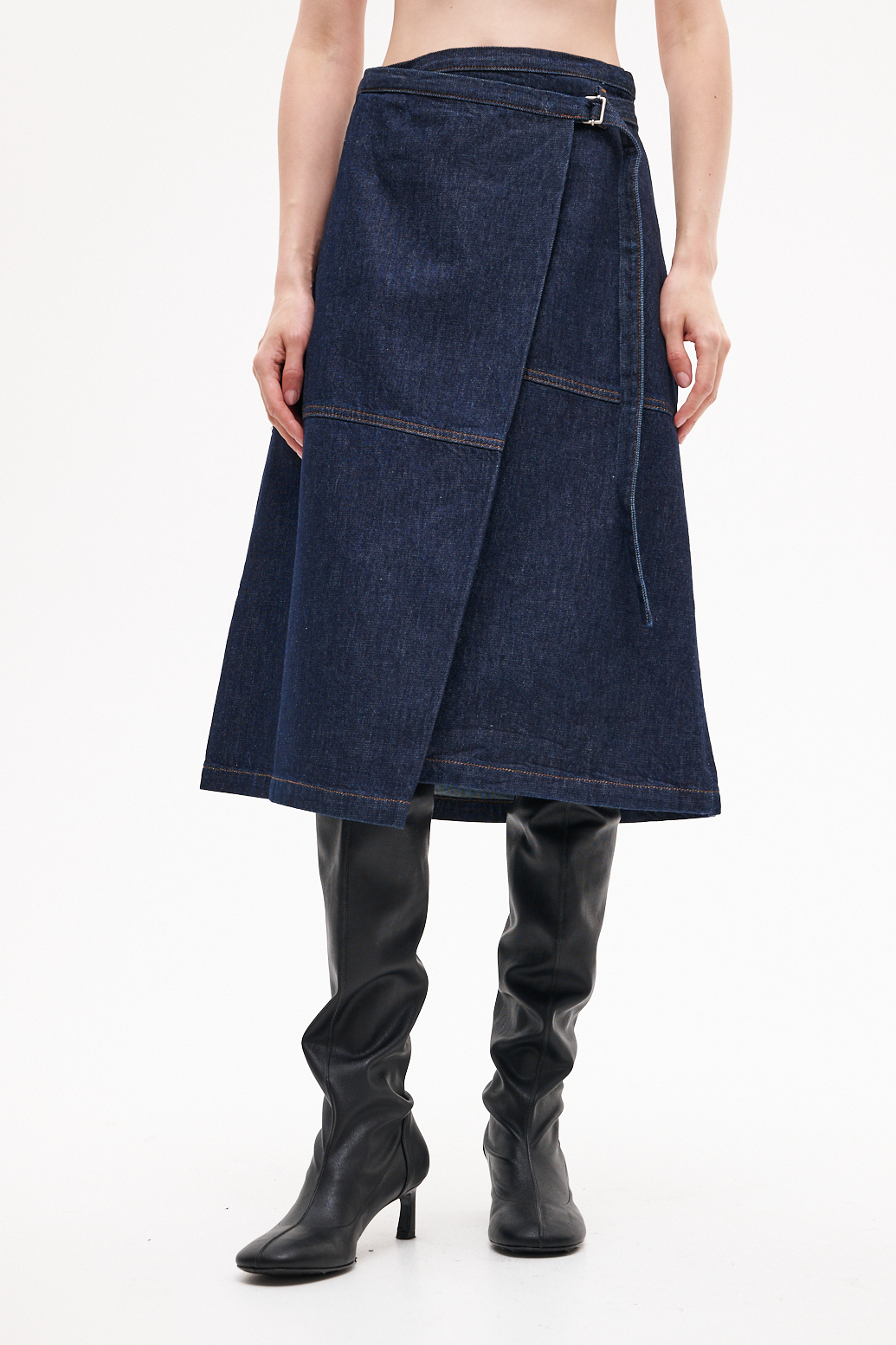 TELA Юбка на запах из премиального крафтового денима