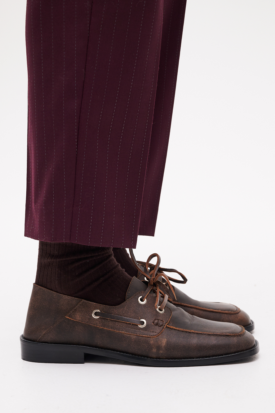 ROSEANNA Лоферы на шнуровке RICKIE из кожи оттенка шоколад с эффектом состаривания