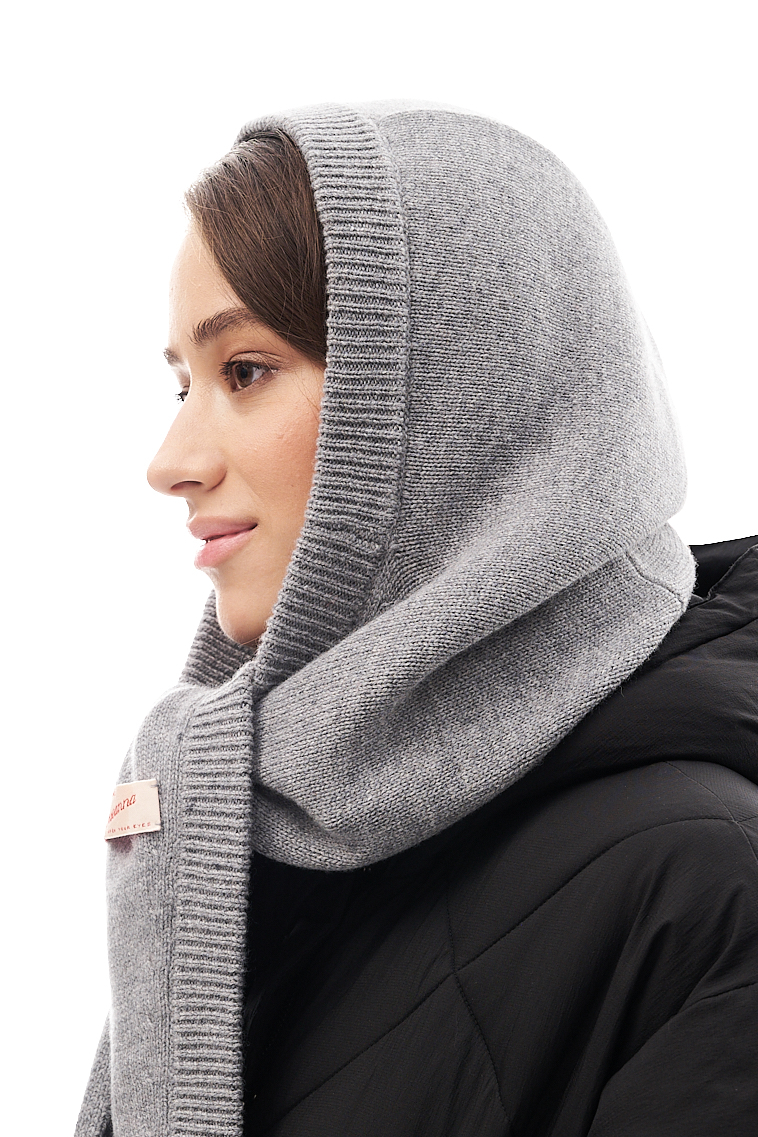 ROSEANNA Капюшон-косынка из бленда кашемира и шерсти в серо-меланжевом оттенке