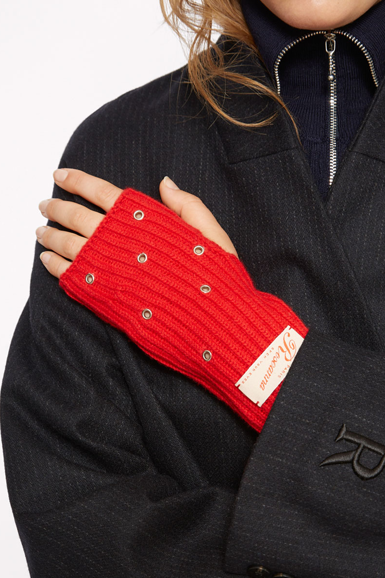 ROSEANNA Митенки из бленда кашемира и шерсти оттенка rouge декорированные металлическими люверсами