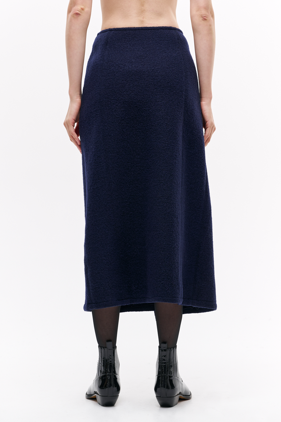 ROSEANNA Юбка MARTIN длины миди c запахом из шерсти букле оттенка navy blue