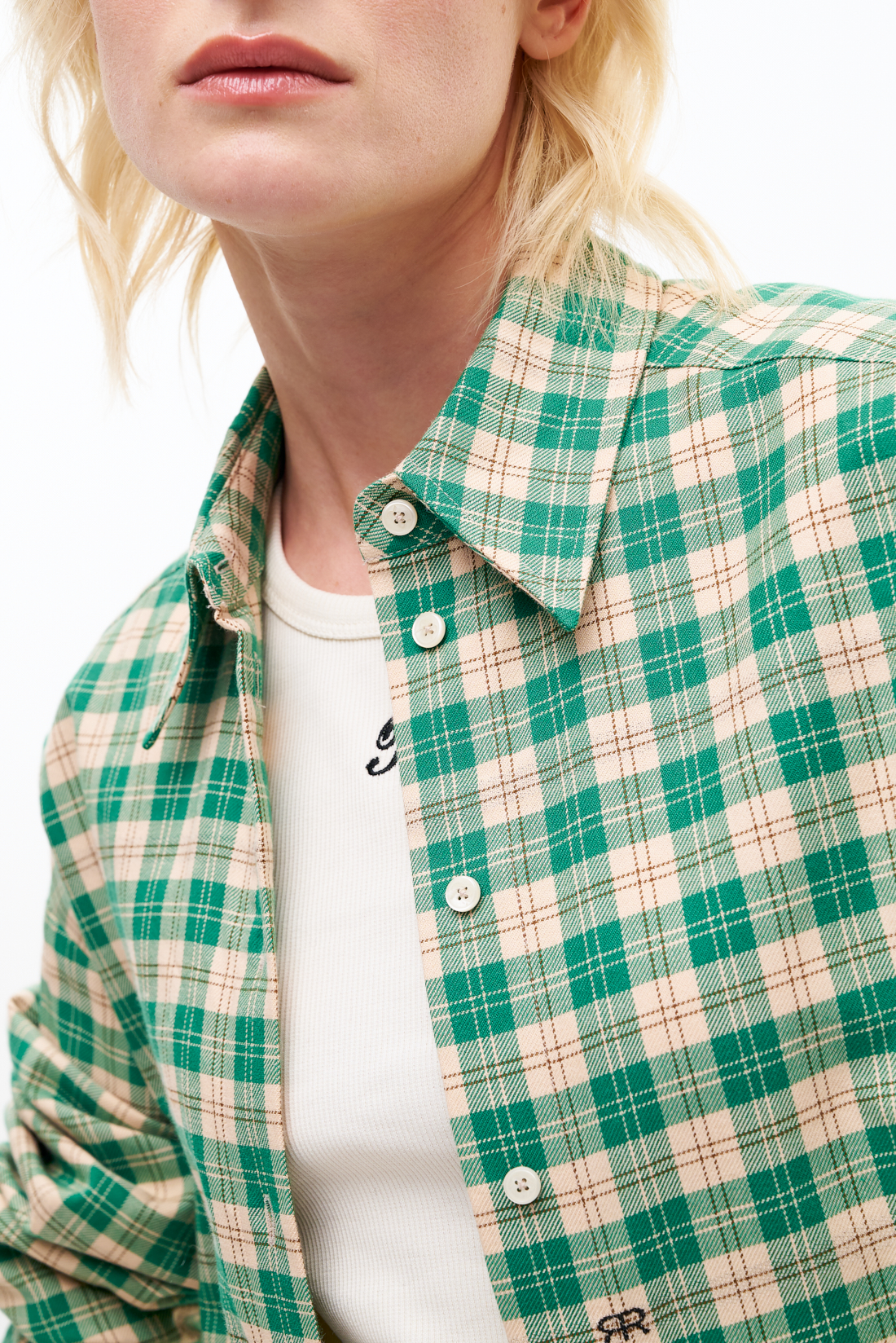 ROSEANNA Рубашка AGAIN свободного кроя с принтом в клетку в зеленой гамме
