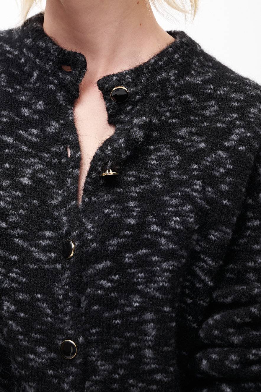 ROSEANNA Кардиган BOBBY из меланжевой шерсти альпака с рукавами-буфами оттенка антрацит