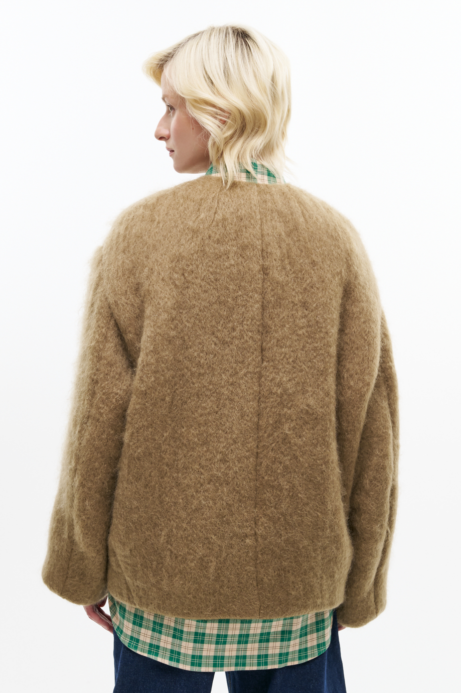 ROSEANNA Бомбер MILLER с накладными карманами из воздушного мохера Maison Brun de Vian-Tiran оттенка оливы. Limited edition