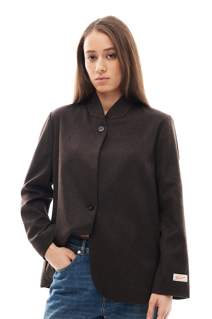 ROSEANNA  Жакет KAIA c шалевым воротником из премиальной костюмной  шерсти оттенка горького шоколада