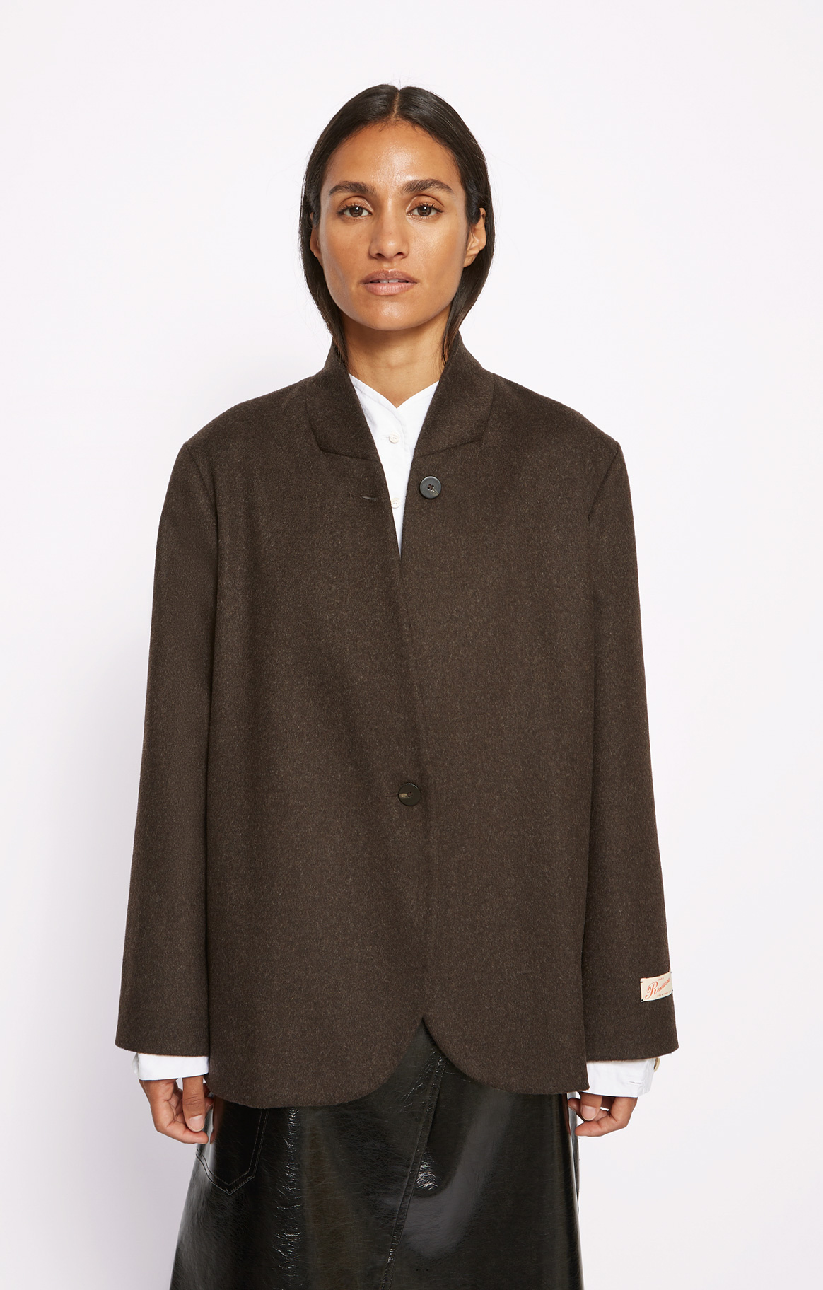 ROSEANNA  Жакет KAIA c шалевым воротником из премиальной костюмной  шерсти оттенка горького шоколада