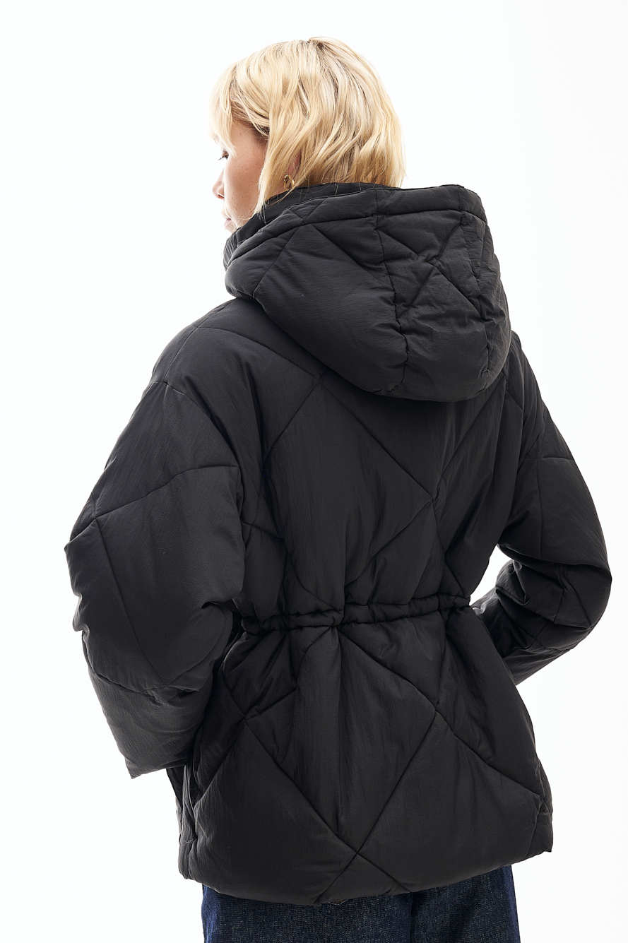 OOF WEAR Пуховик средней длины на регулируемой кулиске из технологичного нейлона черного цвета