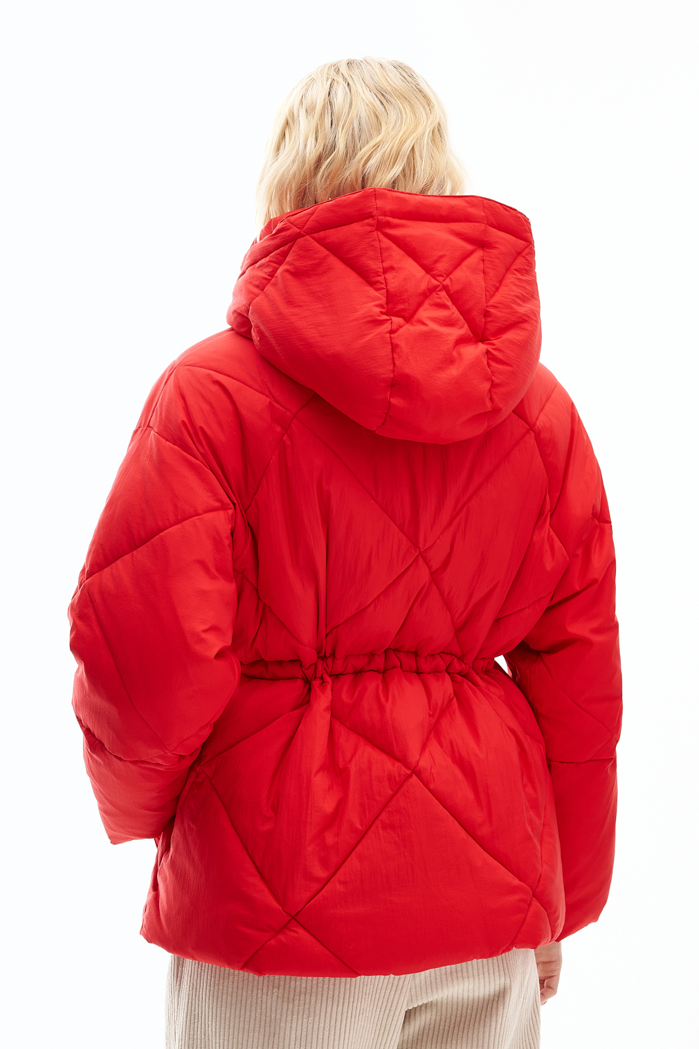 OOF WEAR Пуховик средней длины на регулируемой кулиске из технологичного нейлона оттенка rouge