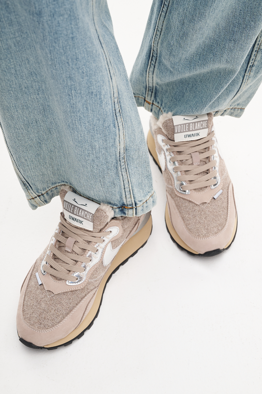VOILE BLANCHE Кроссовки QUARK Hype из нубука с кашемировыми вставками на меху овчины