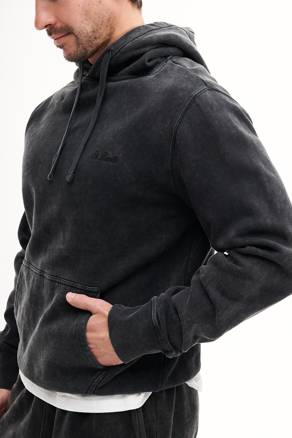 MC2 SAINT BARTH  Худи из зимнего футера оттенка графит с винтажным стираным эффектом