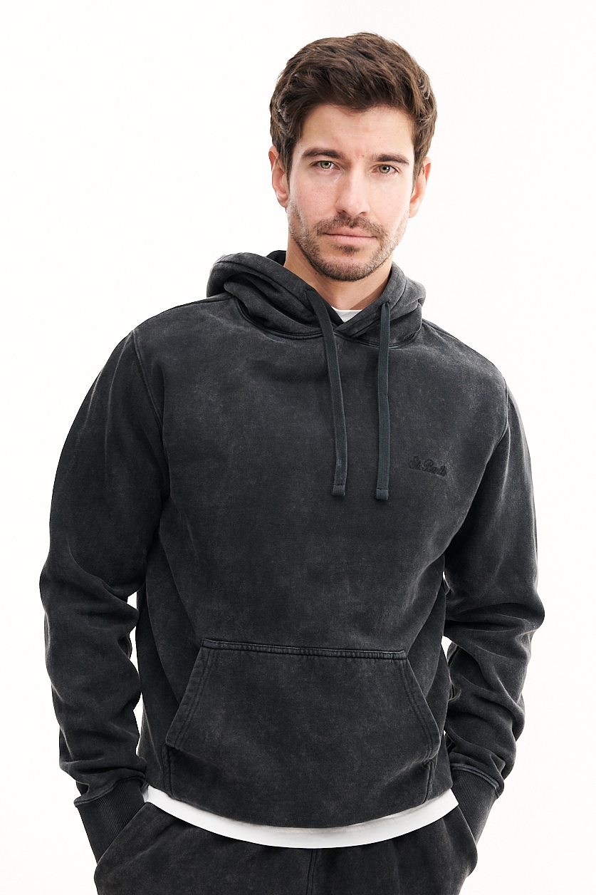 MC2 SAINT BARTH  Худи из зимнего футера оттенка графит с винтажным стираным эффектом