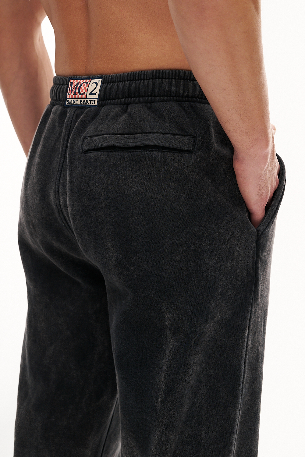 MC2 SAINT BARTH Джоггеры из зимнего  футера оттенка графит с винтажным стираным эффектом